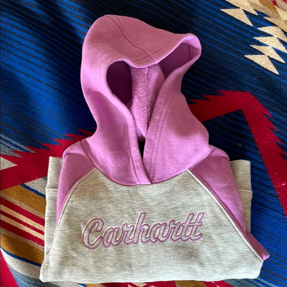 Carhartt Kids Hoodie in Pink and Gray